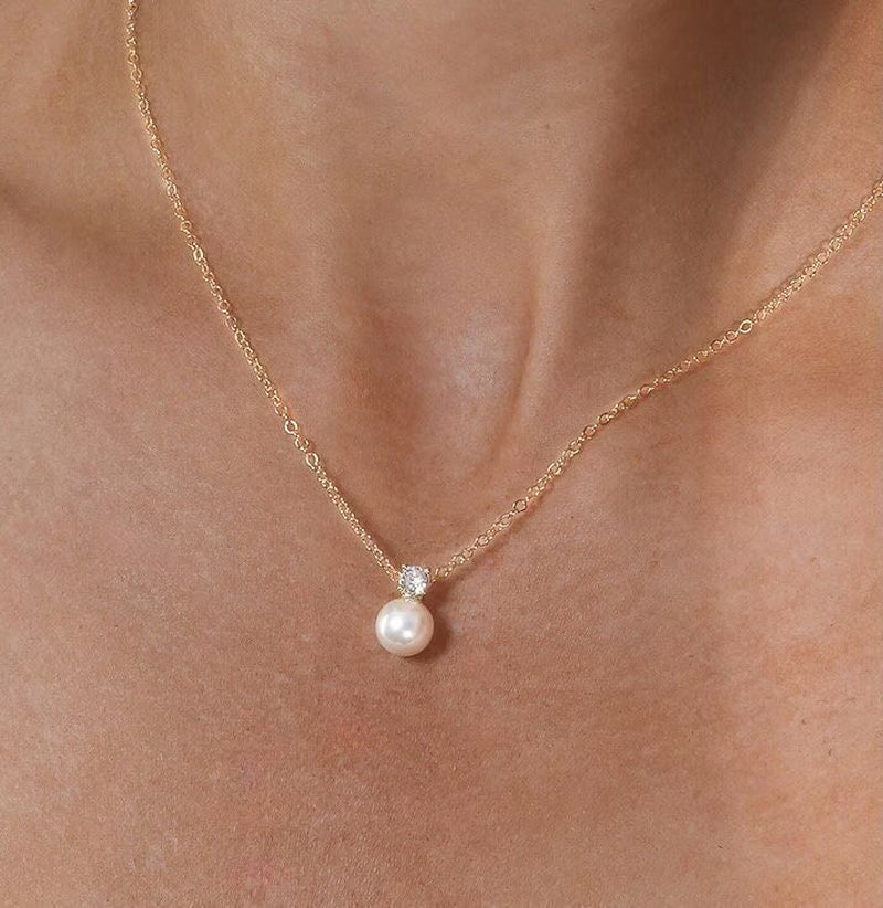 Lustrous Whisper Pearl Necklace – Timeless Elegance for Her Special Day